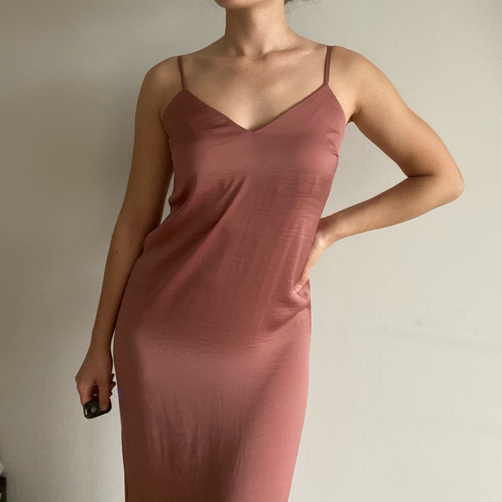 Forever 21 Pink Tank Top Satin Maxi Dress, SM